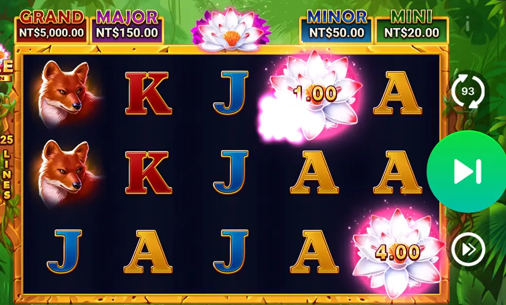 遊戲採用 5 欄 × 3 列的盤面架構，搭配 25 條固定賠付線