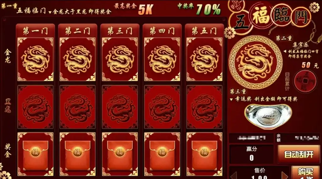 五福臨門 三大核心玩法介紹：多層次「刮樂」與組合機制