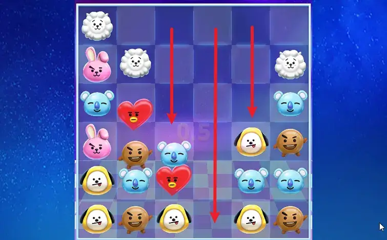 宇宙明星 BT21 老虎機 | 符號消除 + 掉落連擊