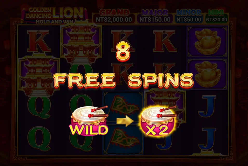 金禧迎獅-集鴻運 核心玩法機制:免費旋轉與紅利符號觸發