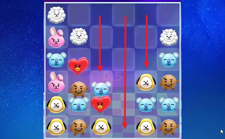 宇宙明星 BT21 老虎機 | 符號消除 + 掉落連擊